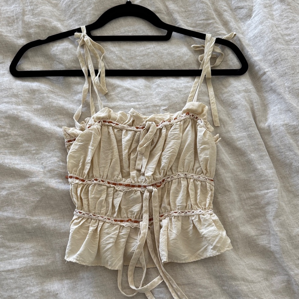 Chic Cream Ruffled Camisole Top